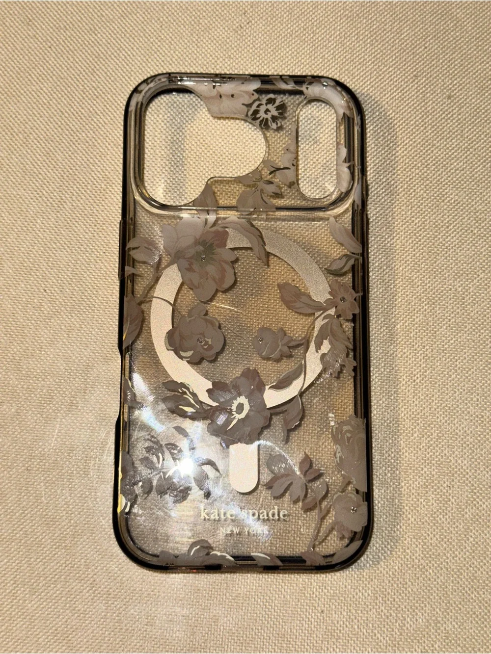 kate spade Floral Clear iPhone Case with Pink and Gold Accents
